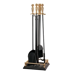 Timeless Wrought Iron - Fireplace Toolset with Brass Handles