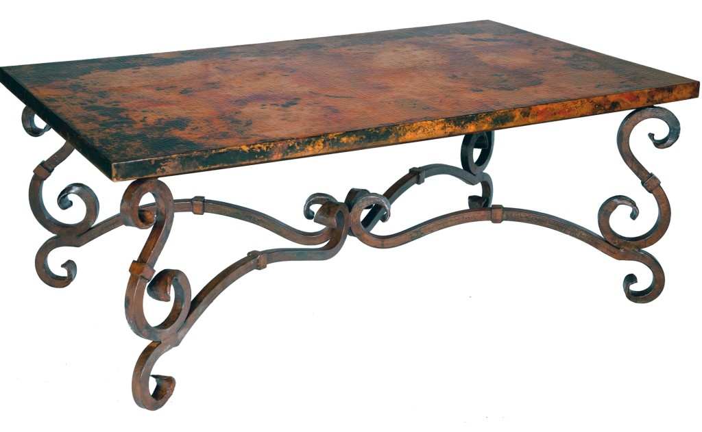Prima French Cocktail Table with Rectangle Copper Top
