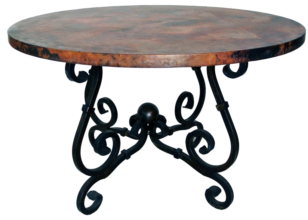 Prima French Dining Table with 60 inch Round Copper Top
